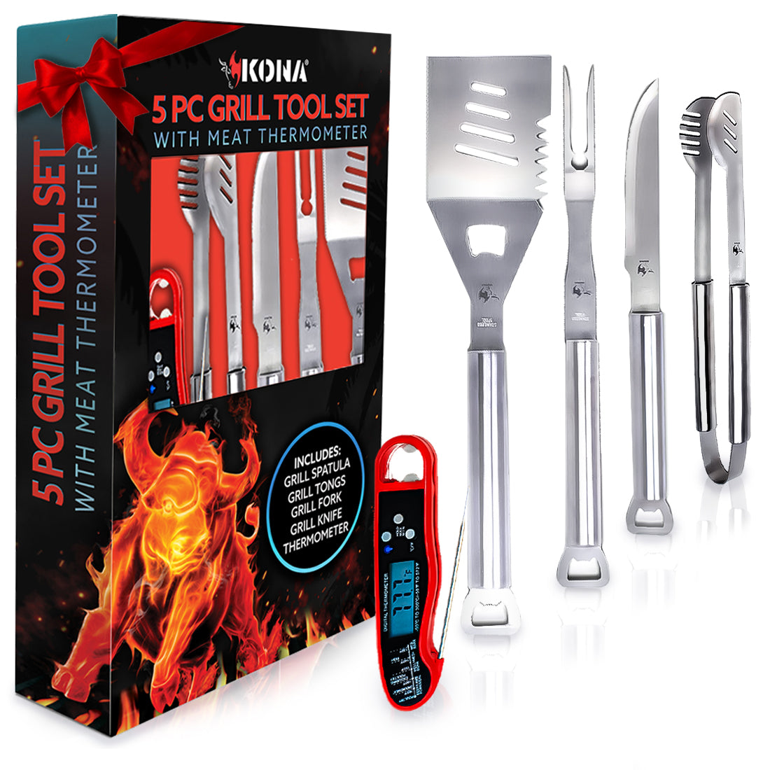 Kona Basics 3-Piece Stainless Steel Barbecue Tool Set