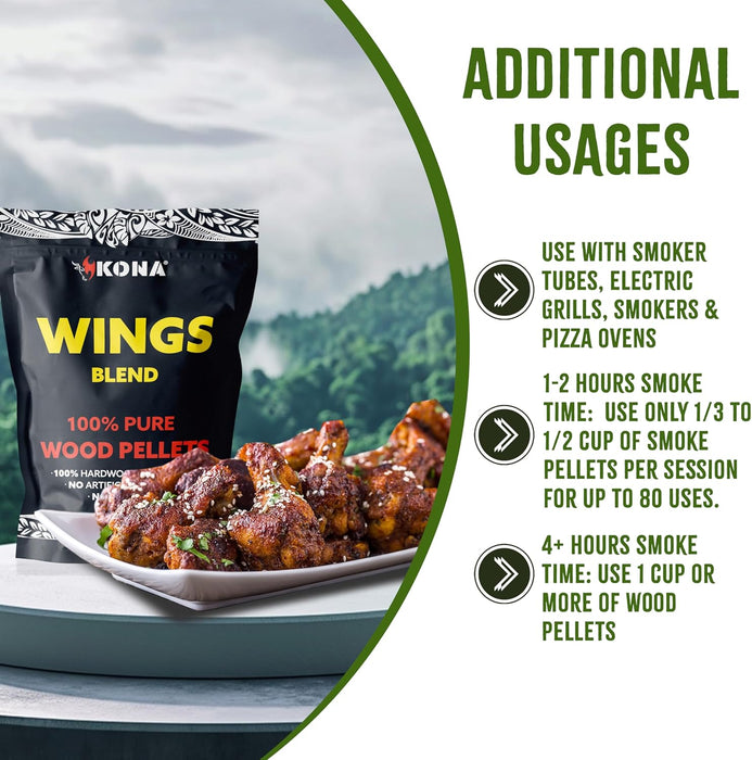 Kona Wings Blend Smoker Pellets, Intended for Ninja Woodfire Outdoor Grill, 2 lb Resealable Bag