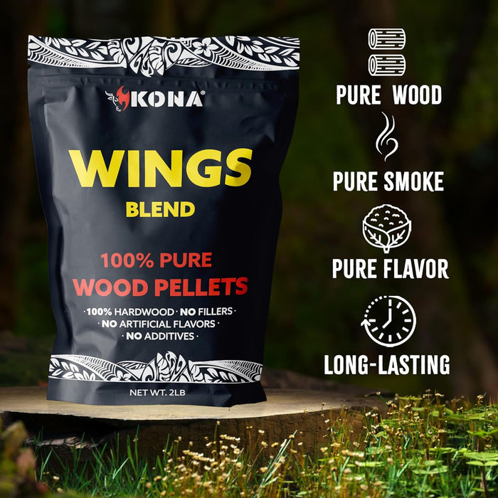 Kona Wings Blend Smoker Pellets, Intended for Ninja Woodfire Outdoor Grill, 2 lb Resealable Bag