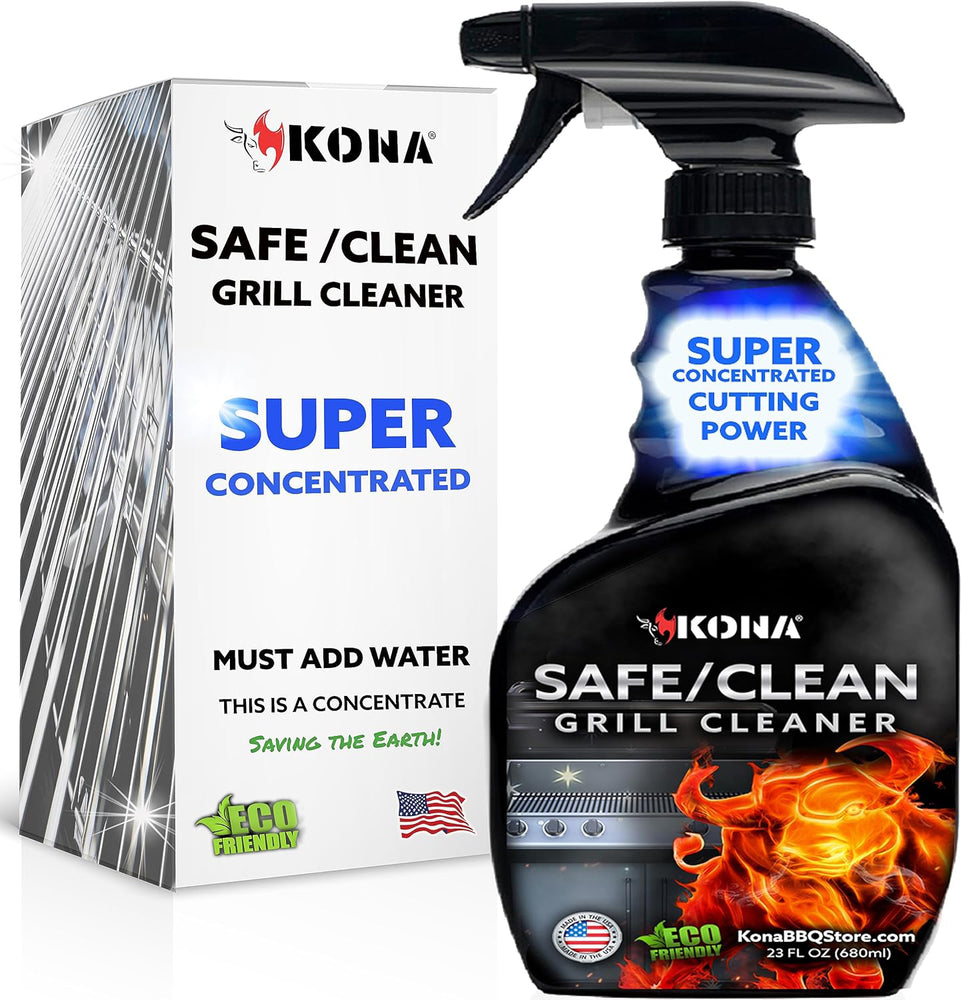 Kona Safe/Clean Concentrated Grill Cleaner Spray - Professional Strength, Just Add Water, No-Drip Formula - Eco-Friendly, Food Safe BBQ Degreaser, Biodegradable - 23oz