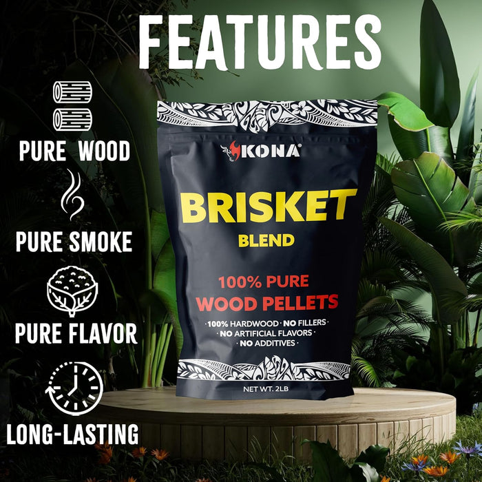 Kona Brisket Blend Smoker Pellets, Intended for Ninja Woodfire Outdoor Grill, 2 lb Resealable Bag