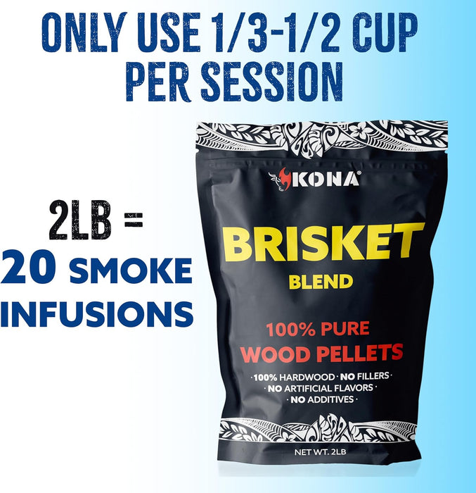 Kona Brisket Blend Smoker Pellets, Intended for Ninja Woodfire Outdoor Grill, 2 lb Resealable Bag