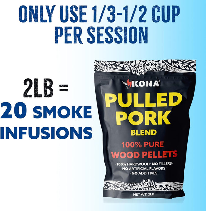 Kona Pulled Pork Blend Smoker Pellets, Intended for Ninja Woodfire Outdoor Grill, 2 lb Resealable Bag