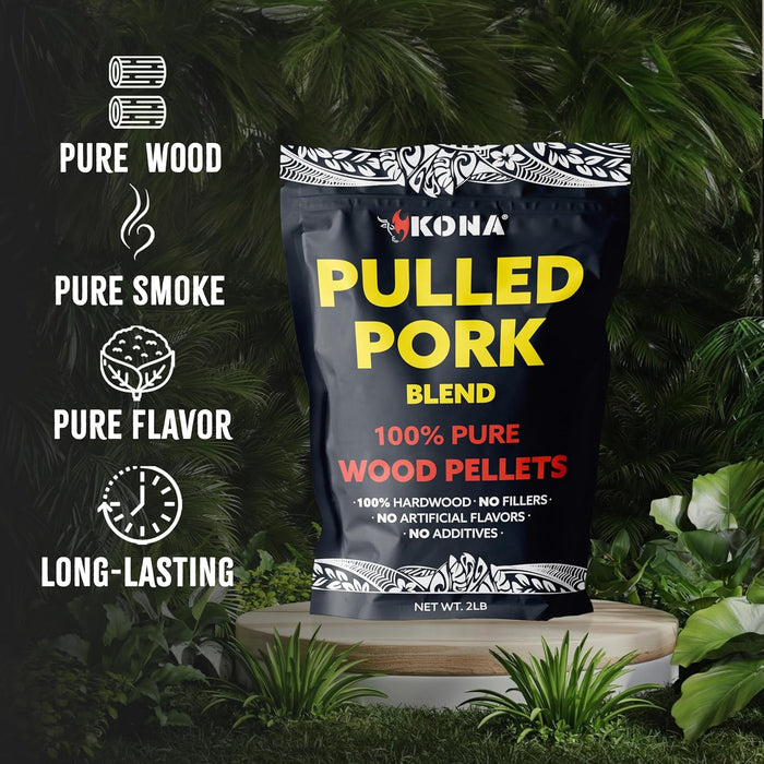 Kona Pulled Pork Blend Smoker Pellets, Intended for Ninja Woodfire Outdoor Grill, 2 lb Resealable Bag