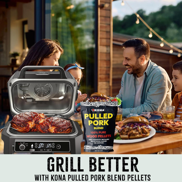 Kona Pulled Pork Blend Smoker Pellets, Intended for Ninja Woodfire Outdoor Grill, 2 lb Resealable Bag