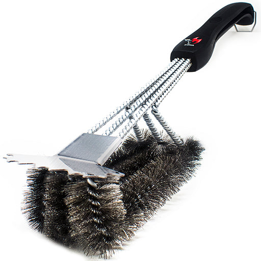 KP BBQ Grill Brush for Outdoor Grill w/Grill Scraper & Heavy Duty Grill Mat  -Smart Grip Handle for Effortless BBQ Brush for Grill Cleaning Grill