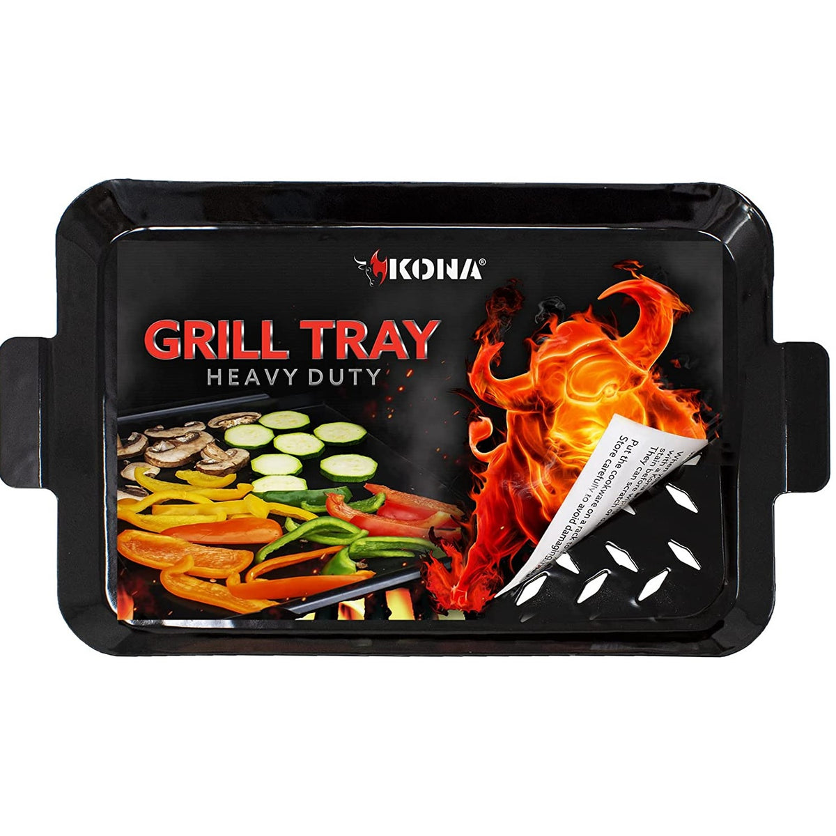 Grill Topper BBQ Grilling Pans (Set of 2) - Non-Stick Barbecue Trays w  Stainless Steel Handles for Meat, Vegetables, and Seafood 