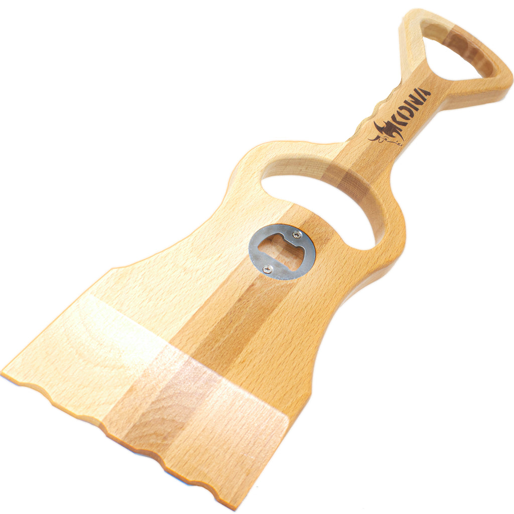 Premium Wood Grill Scraper, With Inset Metal Bottle Opener