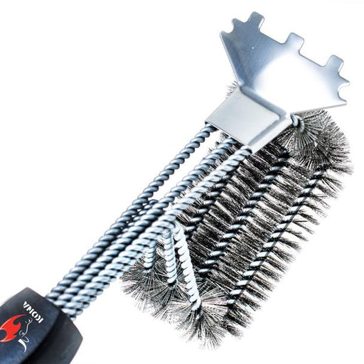  Kona Grill Brush and Scraper - 360 Straight Edge - Compatible  with Weber and Pellet Grill Brands - BBQ Cleaner Fits All Grills, Stainless  Steel, Cast Iron, Porcelain - Flex Grip